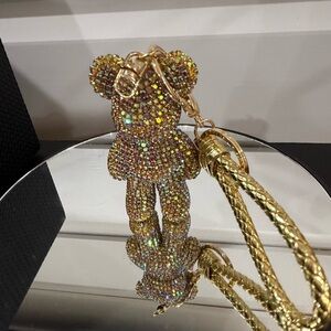 Gold Rhinestone Bear Keychain \ Bag Charm